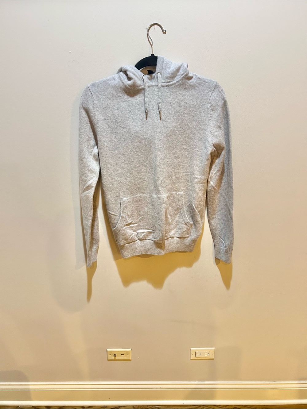 Reiss Light Gray Men's 100% Cashmere Hooded Pullover Sweater, Sz S